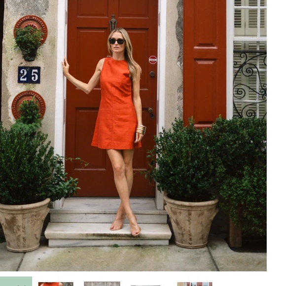 Julia Amory Baby Jane Elegant Orange Sleeveless Dress size small - Picture 5 of 6